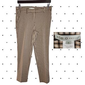 Cleo Petites Brown Plaid Pants (10)